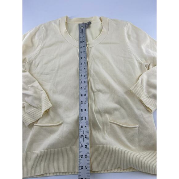 J. Jill Cardigan Sweater Womens Medium Pale Yellow Stretchy Button Up Casual - Picture 3 of 6